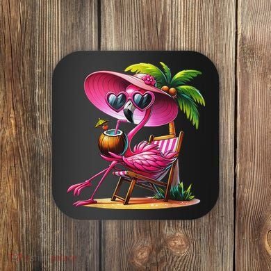 Flamingo Summer Vibes Beach Palm Tree Summer Vacation Coaster