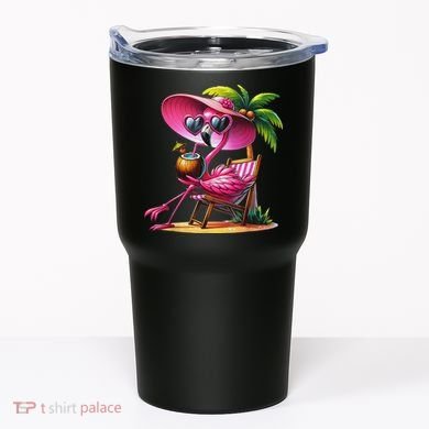 Flamingo Summer Vibes Beach Palm Tree Summer Vacation Tumbler
