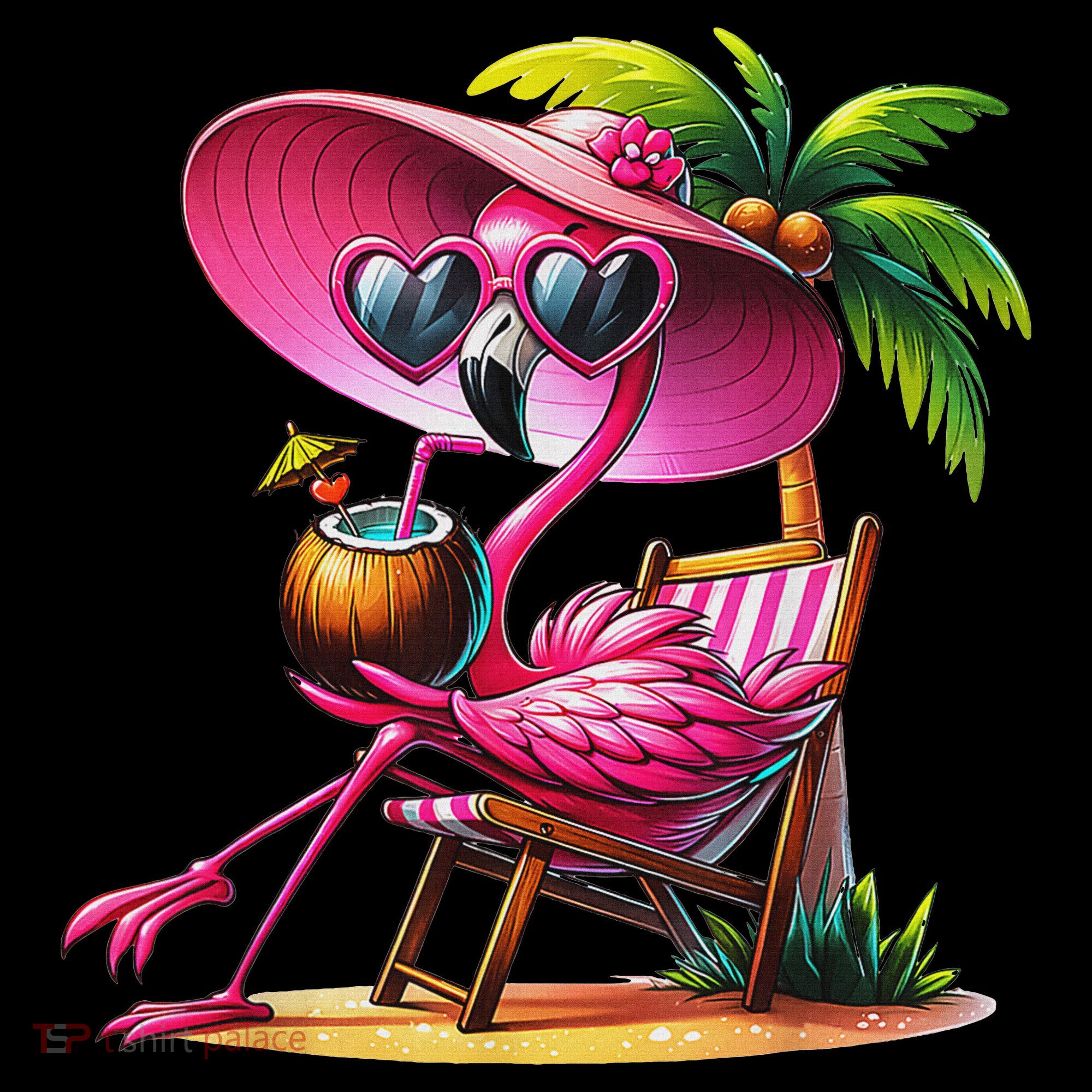 Flamingo Summer Vibes Beach Palm Tree Summer Vacation Ornament