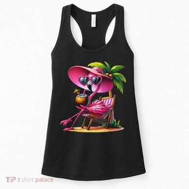 Flamingo Summer Vibes Beach Palm Tree Summer Vacation Women's Tank Top