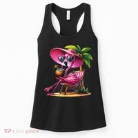 Flamingo Summer Vibes Beach Palm Tree Summer Vacation Women's Tank Top thumb 0