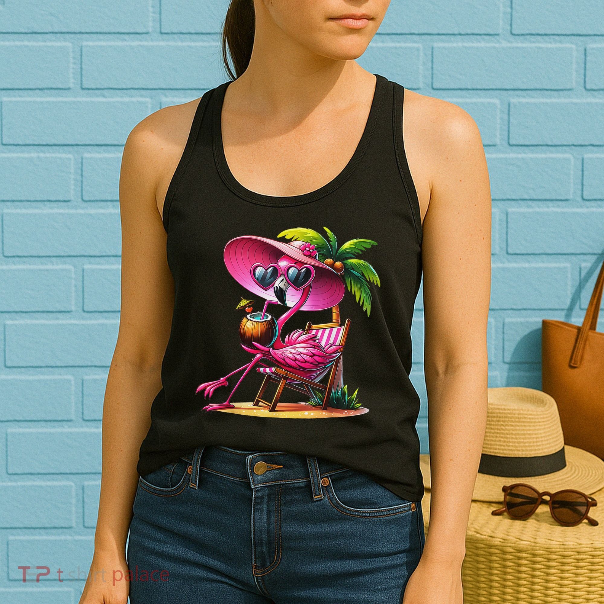 Flamingo Summer Vibes Beach Palm Tree Summer Vacation Women's Tank Top