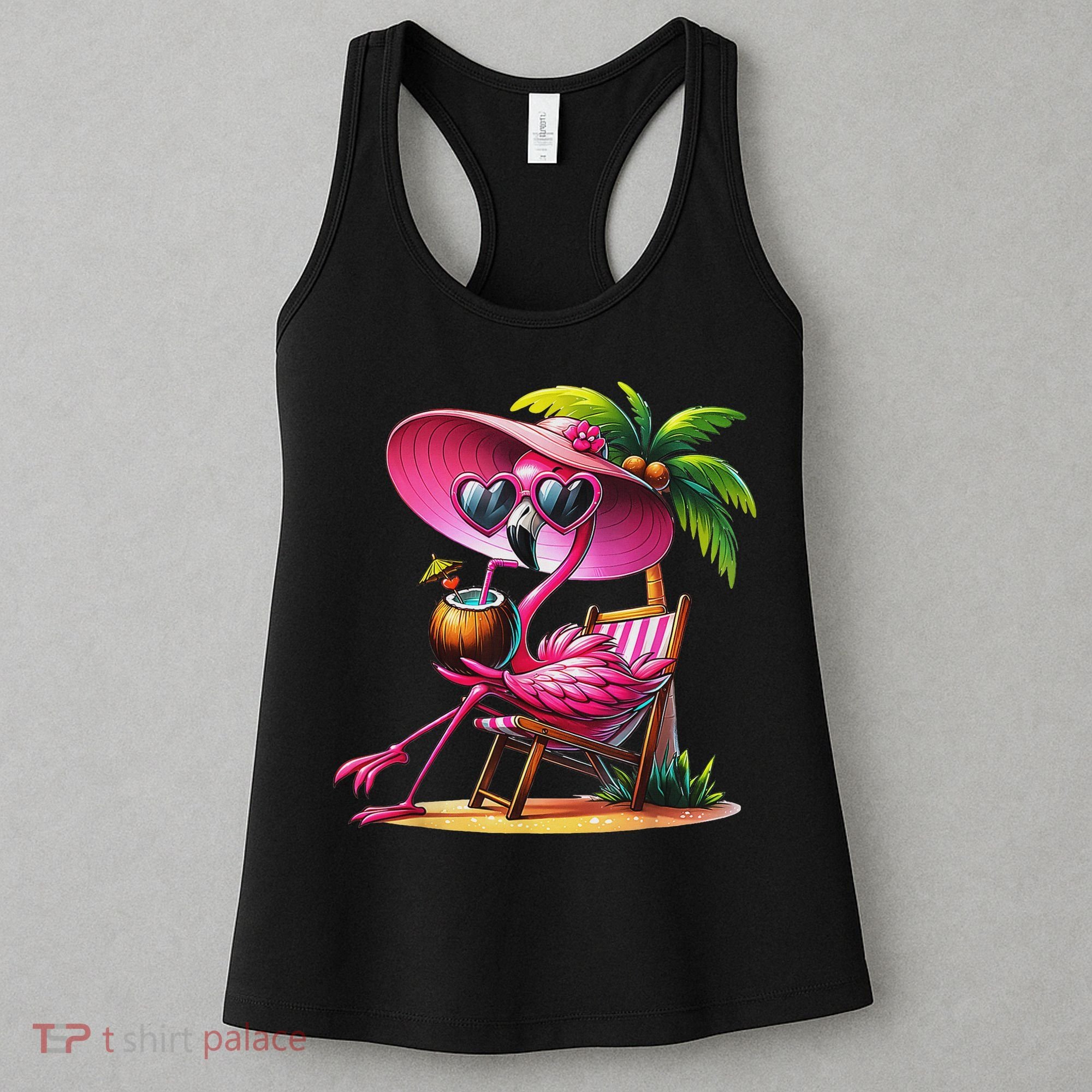 Flamingo Summer Vibes Beach Palm Tree Summer Vacation Women's Tank Top