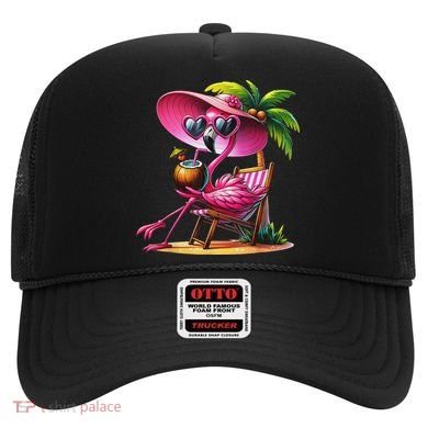 Flamingo Summer Vibes Beach Palm Tree Summer Vacation Hat