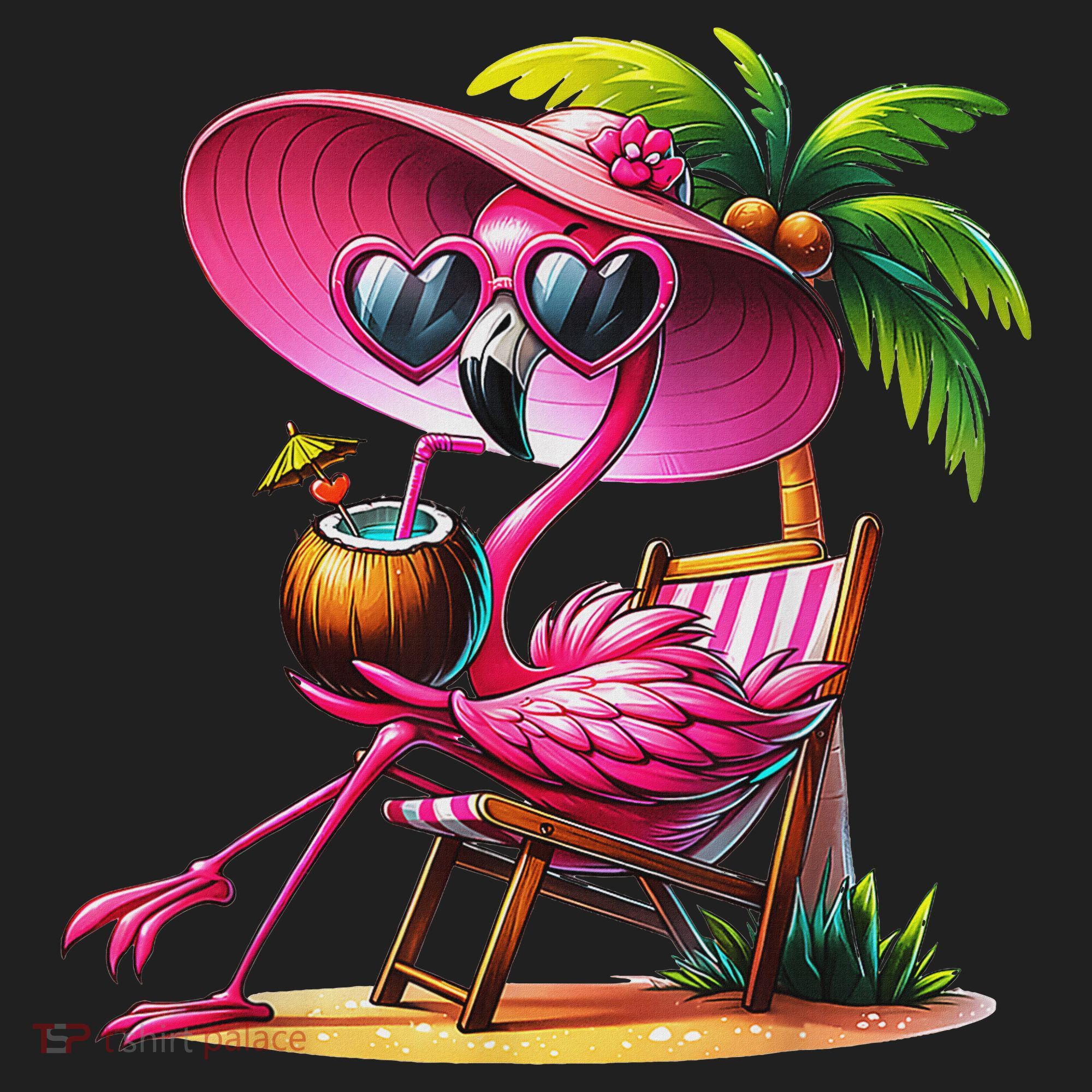 Flamingo Summer Vibes Beach Palm Tree Summer Vacation Hat