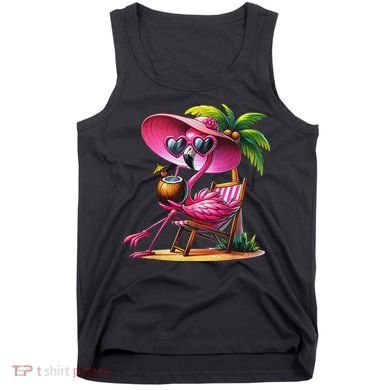Flamingo Summer Vibes Beach Palm Tree Summer Vacation Tank Top