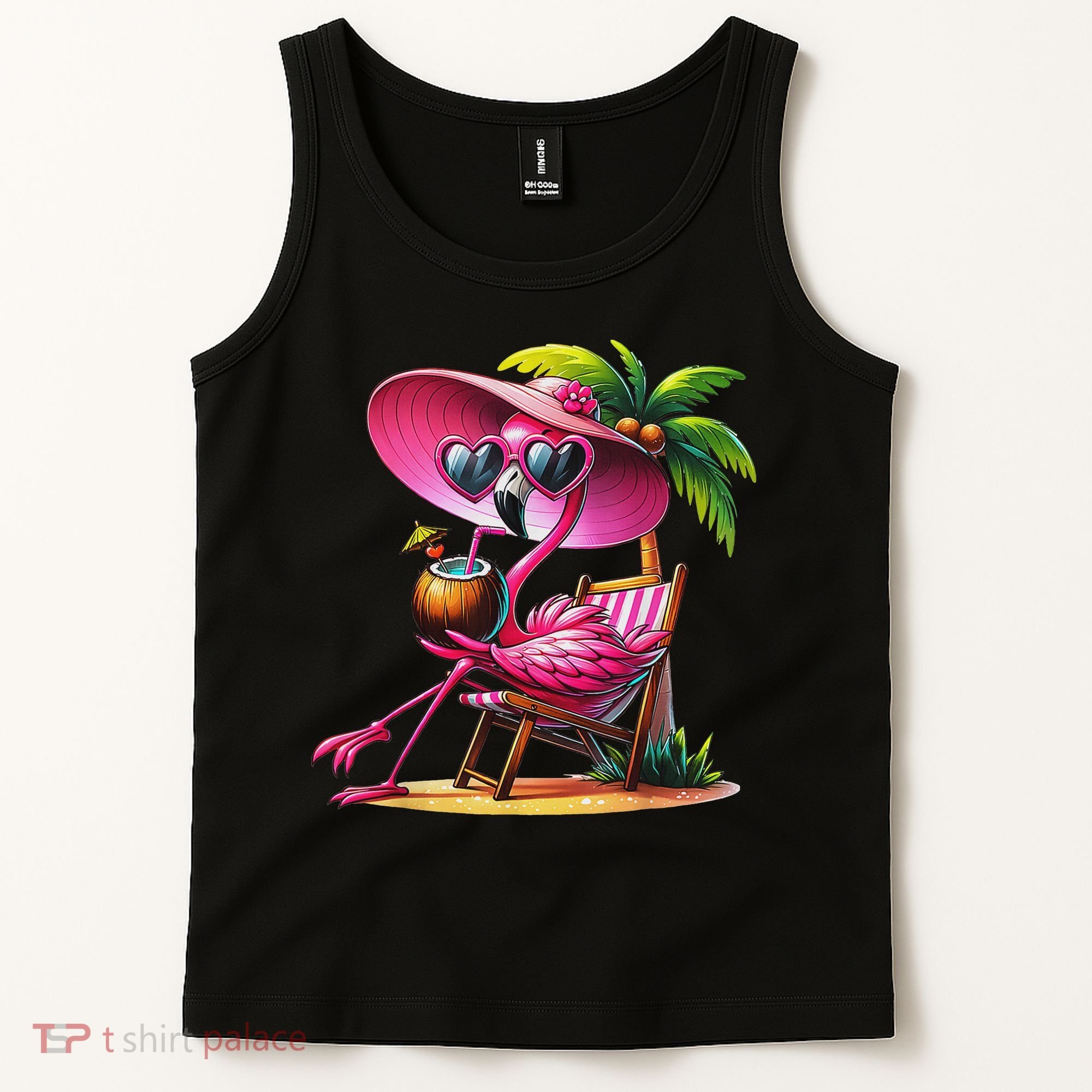 Flamingo Summer Vibes Beach Palm Tree Summer Vacation Tank Top