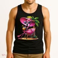Flamingo Summer Vibes Beach Palm Tree Summer Vacation Tank Top thumb 3