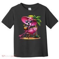 Flamingo Summer Vibes Beach Palm Tree Summer Vacation Toddler T-Shirt thumb 0
