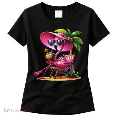 Flamingo Summer Vibes Beach Palm Tree Summer Vacation Women's T-Shirt