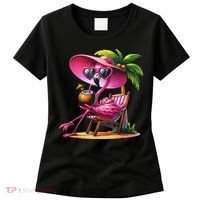 Flamingo Summer Vibes Beach Palm Tree Summer Vacation Women's T-Shirt thumb 0