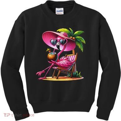 Flamingo Summer Vibes Beach Palm Tree Summer Vacation Kids Sweatshirt