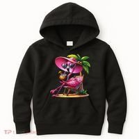 Flamingo Summer Vibes Beach Palm Tree Summer Vacation Kids Hoodie thumb 0