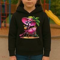 Flamingo Summer Vibes Beach Palm Tree Summer Vacation Kids Hoodie thumb 3