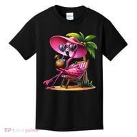 Flamingo Summer Vibes Beach Palm Tree Summer Vacation Kids T-Shirt thumb 0