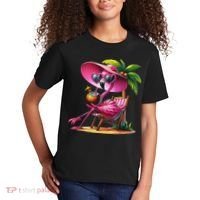 Flamingo Summer Vibes Beach Palm Tree Summer Vacation Kids T-Shirt thumb 2