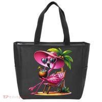 Flamingo Summer Vibes Beach Palm Tree Summer Vacation Tote Bag thumb 0