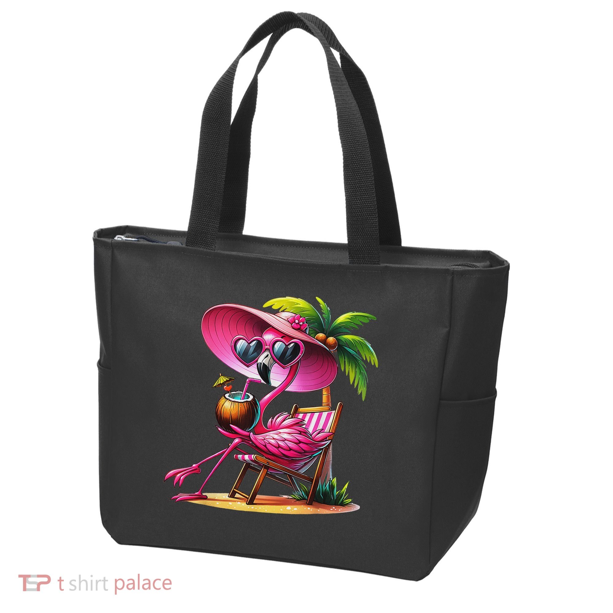 Flamingo Summer Vibes Beach Palm Tree Summer Vacation Tote Bag
