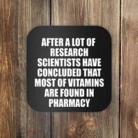 Funny Scientist Vitamins Pharmacy Coaster thumb 0