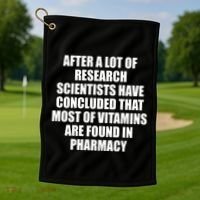 Funny Scientist Vitamins Pharmacy Golf Towel thumb 1