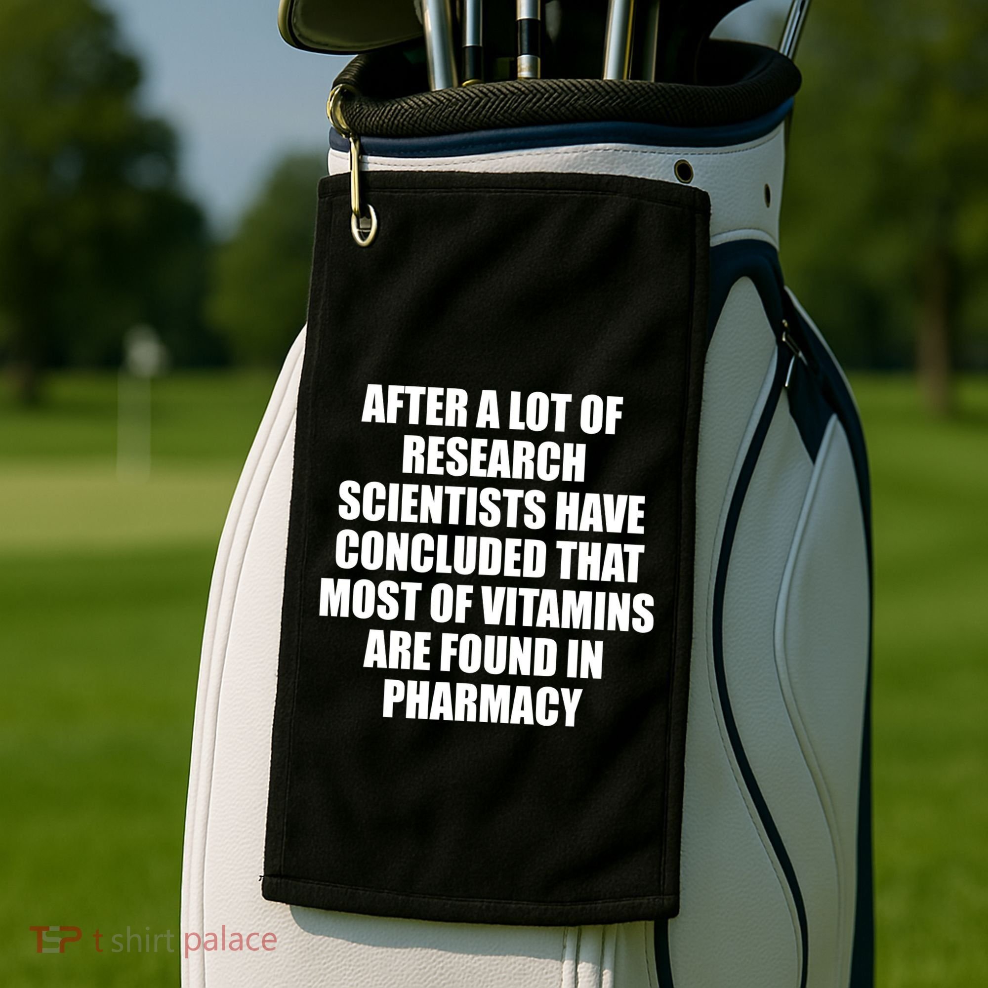 Funny Scientist Vitamins Pharmacy Golf Towel