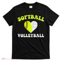 Funny Softball Volleyball Heart Groovy Softball Lover Girls T-Shirt thumb 0