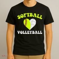 Funny Softball Volleyball Heart Groovy Softball Lover Girls T-Shirt thumb 3