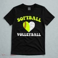 Funny Softball Volleyball Heart Groovy Softball Lover Girls T-Shirt thumb 5
