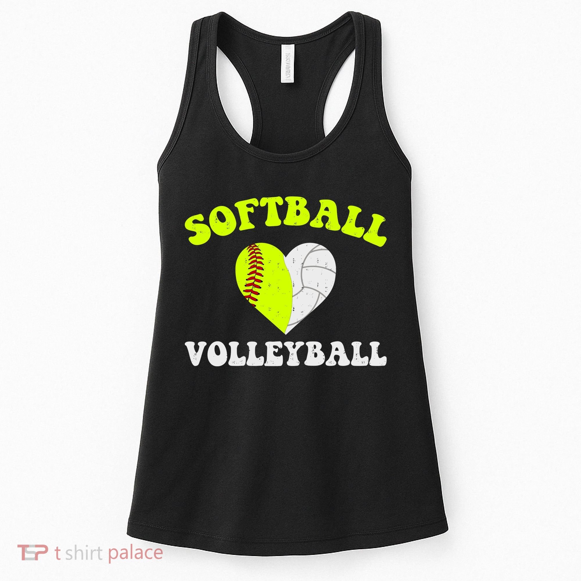 Funny Softball Volleyball Heart Groovy Softball Lover Girls Women's Tank Top