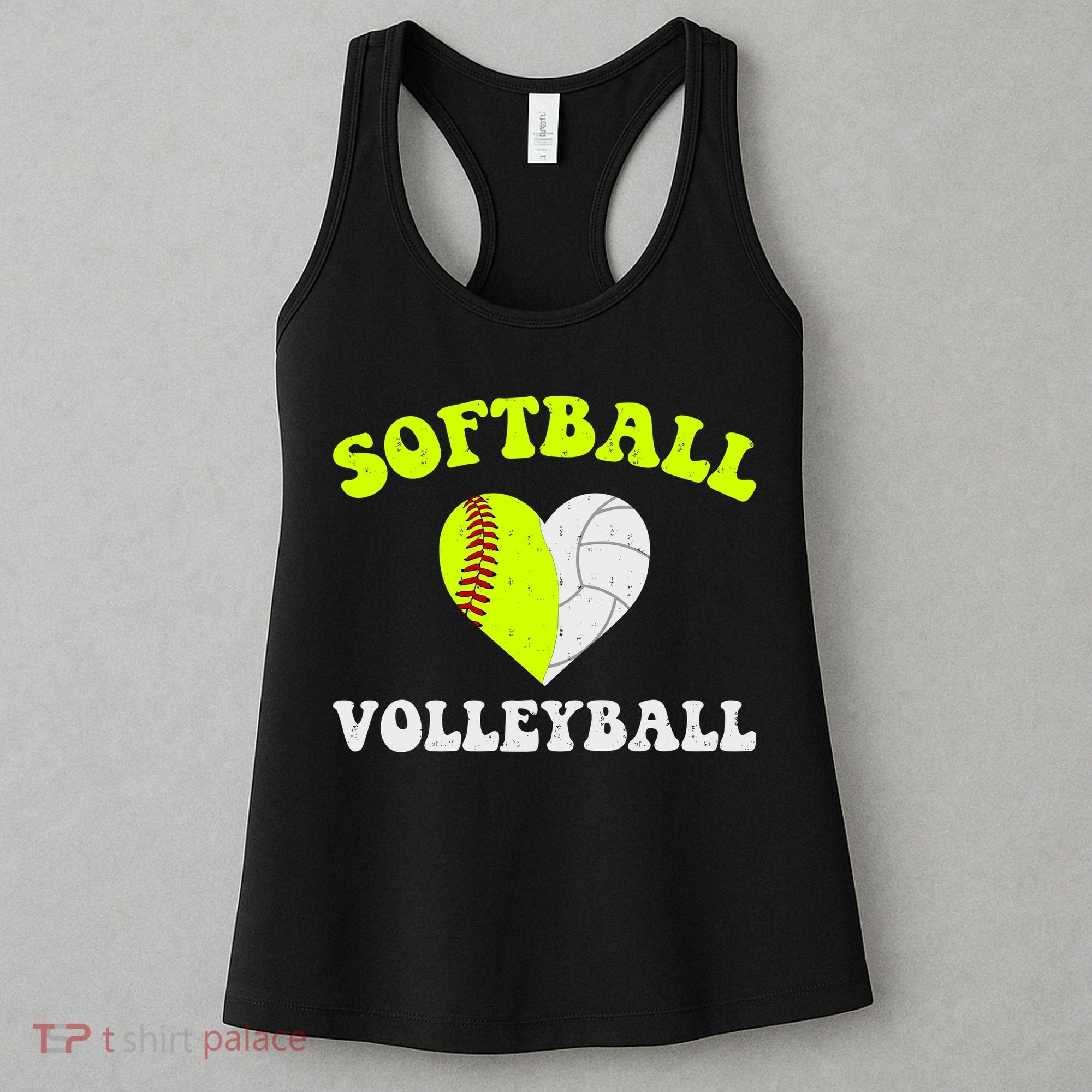 Funny Softball Volleyball Heart Groovy Softball Lover Girls Women's Tank Top