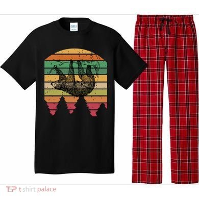 Funny Sloth Vintage Retro Pine Tree Sloths Gift Pajama Set