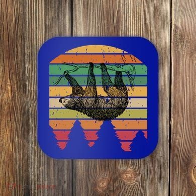 Funny Sloth Vintage Retro Pine Tree Sloths Gift Coaster