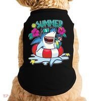 Funny Summer Vibe Vacation Shark Doggie Tank thumb 0