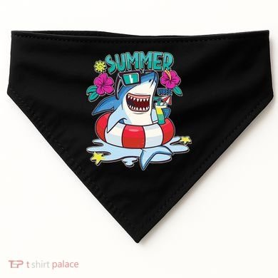 Funny Summer Vibe Vacation Shark USA-Made Doggie Bandana