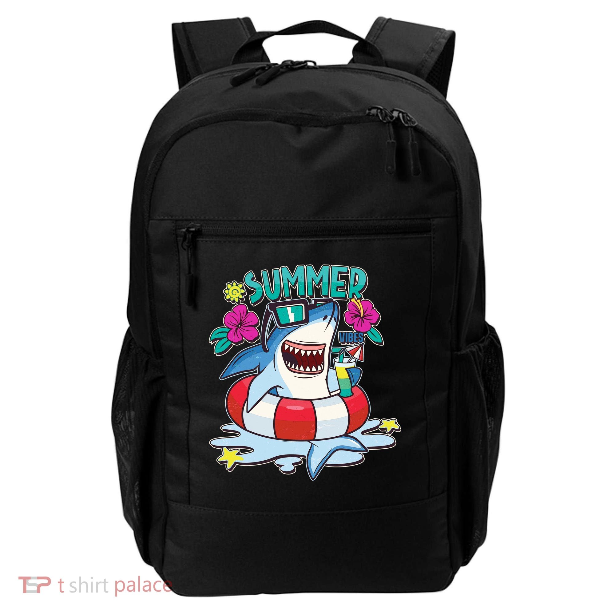 Funny Summer Vibe Vacation Shark Backpack