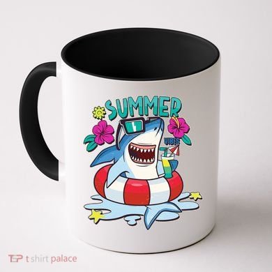 Funny Summer Vibe Vacation Shark Coffee Mug