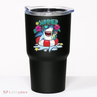 Funny Summer Vibe Vacation Shark Tumbler