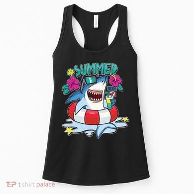 Funny Summer Vibe Vacation Shark Women's Tank Top