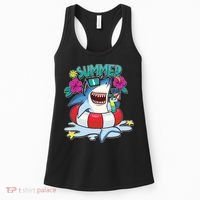 Funny Summer Vibe Vacation Shark Women's Tank Top thumb 0