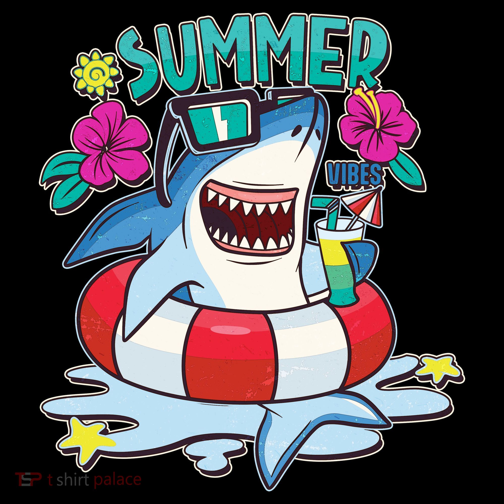 Funny Summer Vibe Vacation Shark Women's Tank Top