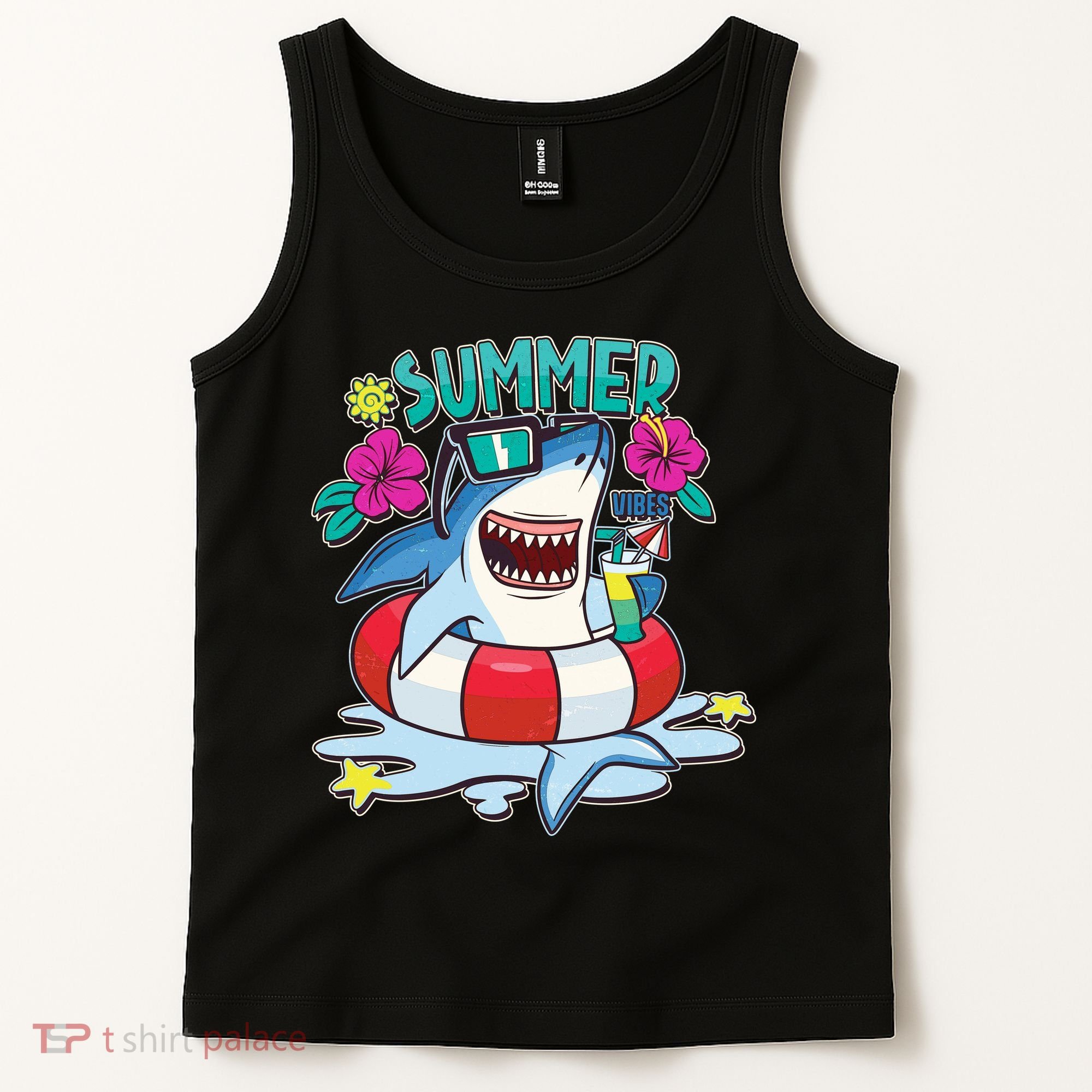 Funny Summer Vibe Vacation Shark Tank Top