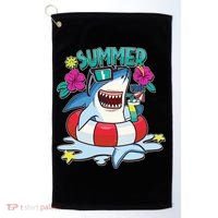 Funny Summer Vibe Vacation Shark Golf Towel thumb 0