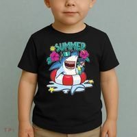 Funny Summer Vibe Vacation Shark Toddler T-Shirt thumb 2