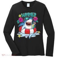 Funny Summer Vibe Vacation Shark Women's Long Sleeve Shirt thumb 0