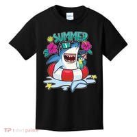 Funny Summer Vibe Vacation Shark Kids T-Shirt thumb 0