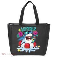 Funny Summer Vibe Vacation Shark Tote Bag thumb 0