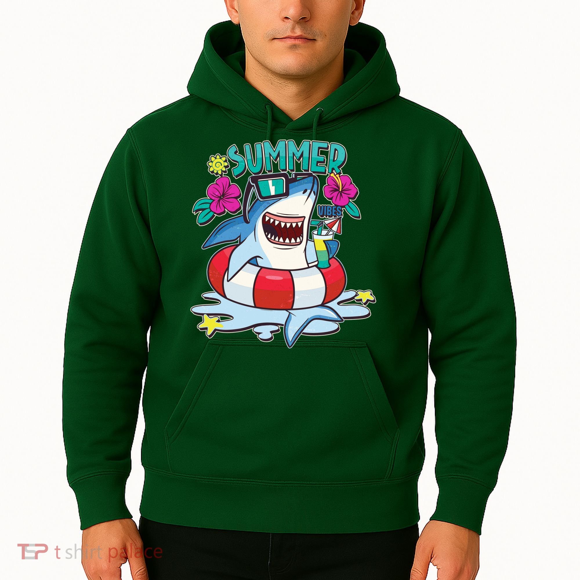 Funny Summer Vibe Vacation Shark Hoodie