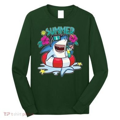 Funny Summer Vibe Vacation Shark Long Sleeve Shirt