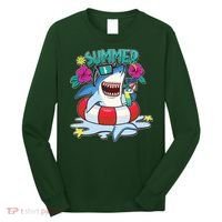 Funny Summer Vibe Vacation Shark Long Sleeve Shirt thumb 0