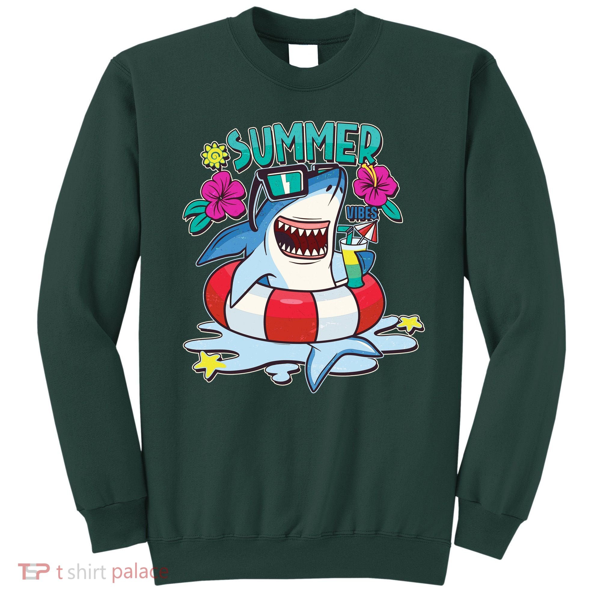 Funny Summer Vibe Vacation Shark Sweatshirt
